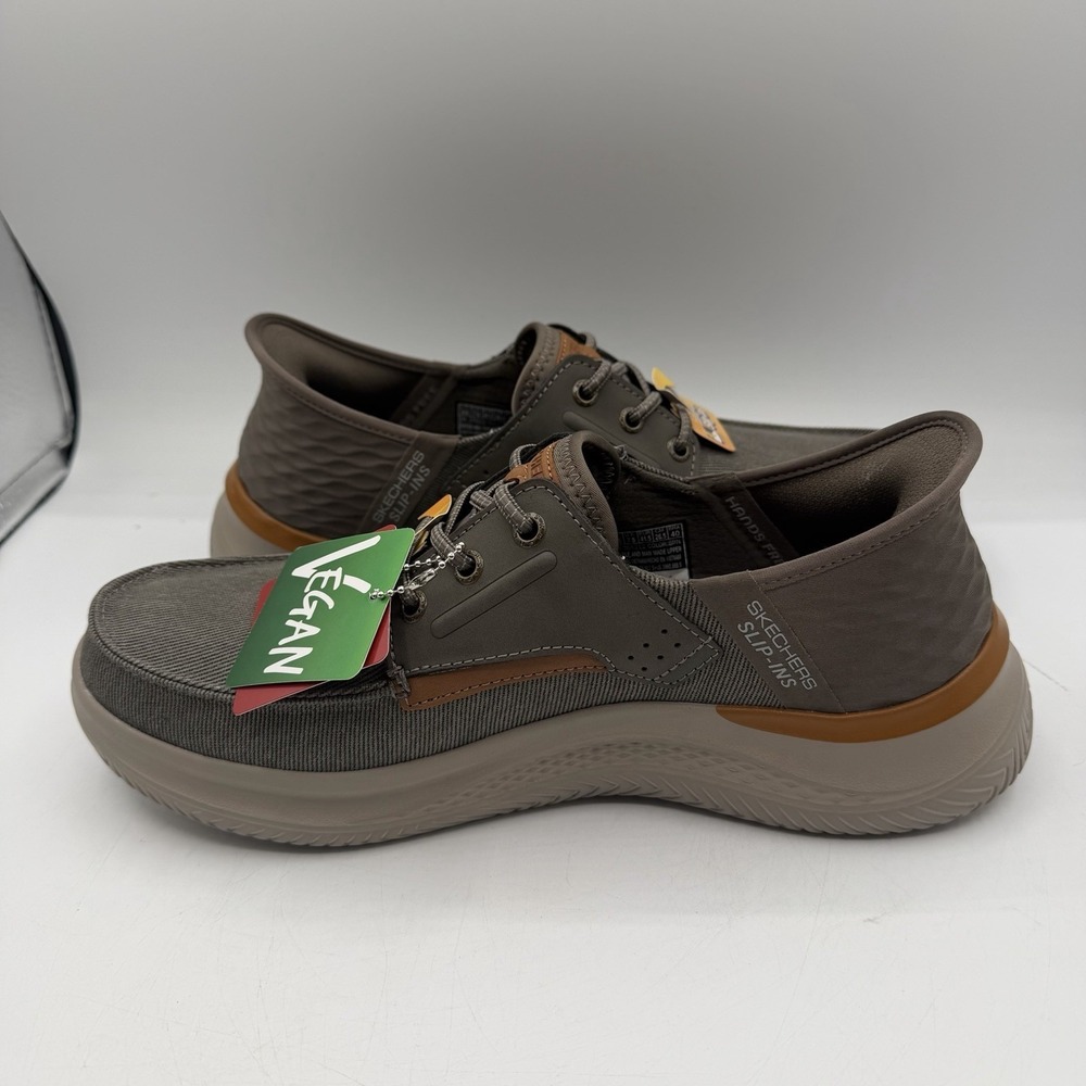 Skechers Hasting Niko Shoes Mens Sz 8.5 Brown Slip Ins Hands Free Sneaker 205212 - Picture 3 of 12